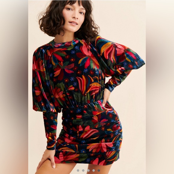 FARM RIO BANANA SKY VELVET DRESS, size Large - Picture 1 of 11
